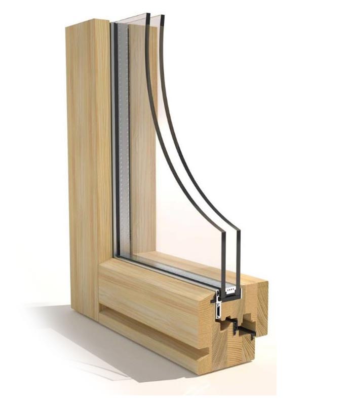 Perfil ventana de madera Lightek 69mm doble vidrio