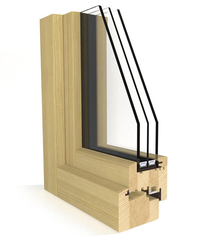Perfil ventana de madera Energytek triple vidrio 89mm